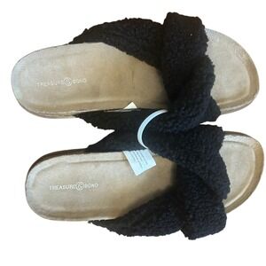 Treasure & Bond Women's Davina Faux Shearling Slide Sandals  9M - Cozy Comfort